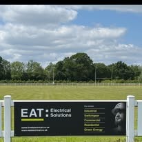 EAT Electrical Solutions sponsorship board at Knaresborough Rugby Club